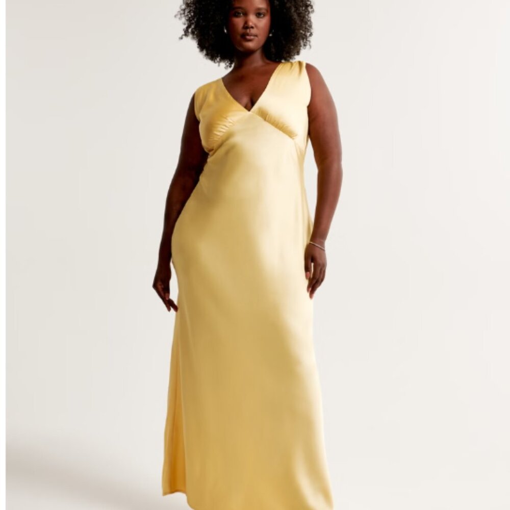 Abercrombie Women's Plunge Cowl Back Silky Maxi Dress NWOT || Color sold out!